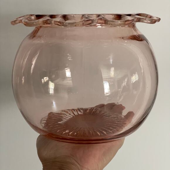 Vintage Old Colony Pink Depression Glass Bowl Jar Open Lace 1930s Anchor Hocking - Picture 8 of 12